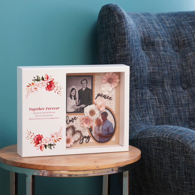 Shadowbox Remembrance Keepsake Floral Blush