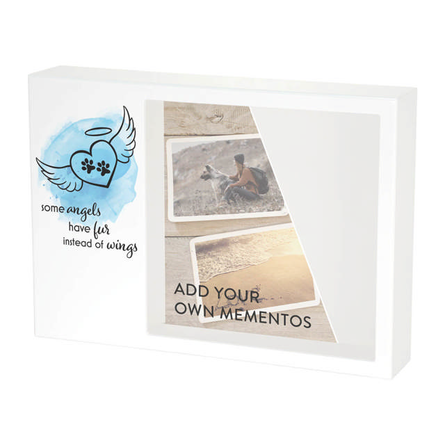 Shadowbox Pet Urn Angel Wings Blue