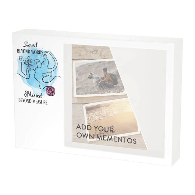 Shadowbox Pet Urn Loved Beyond Cat Blue