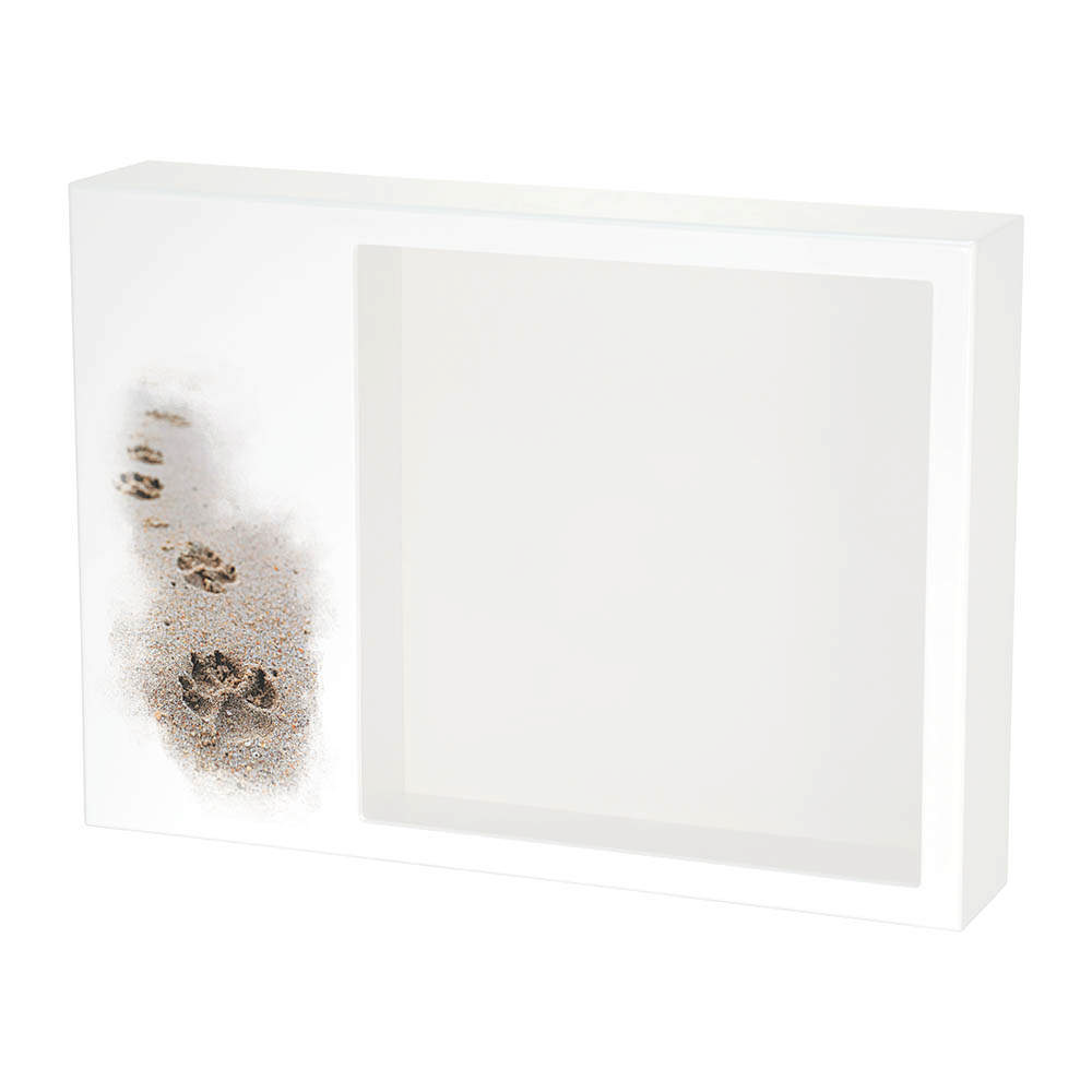 Shadowbox Pet Urn Paws in Sand