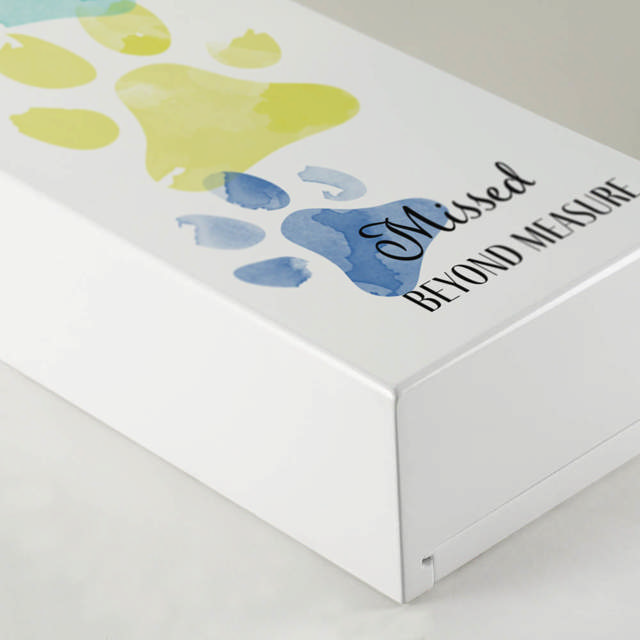 Shadowbox Pet Urn Paw Prints Teal