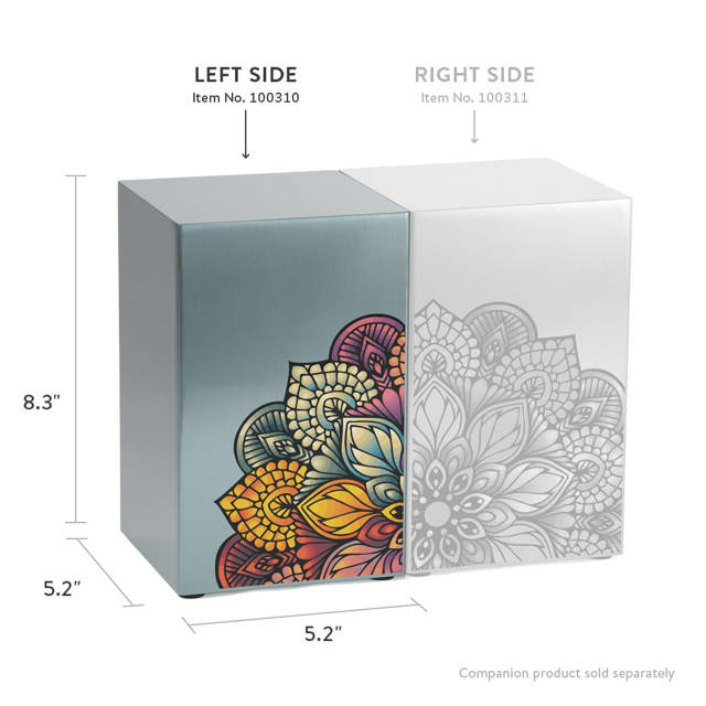 Life Canvas Mandala Pewter, Companion Urn Left Side