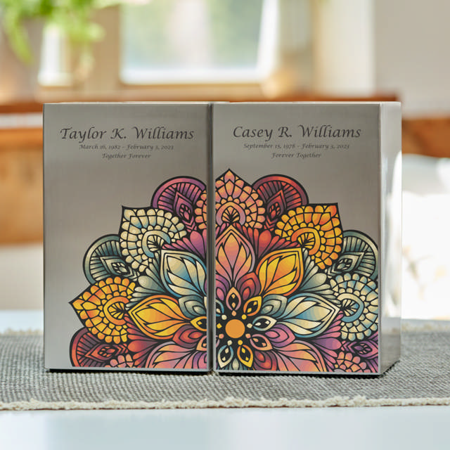 Life Canvas Mandala Pewter, Companion Urn Right Side