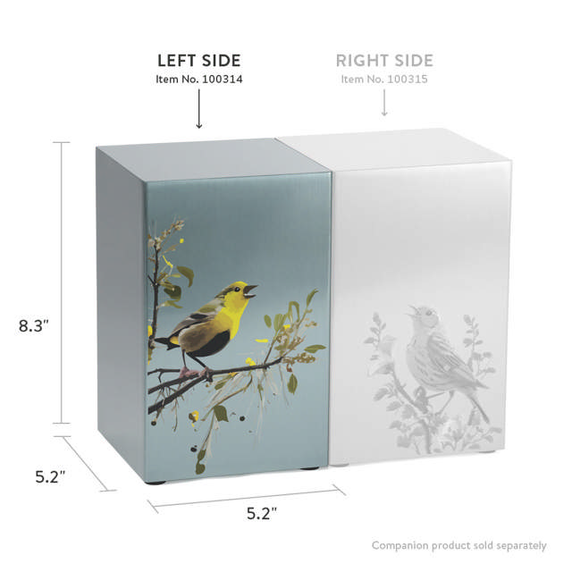 Life Canvas Birds Pewter, Companion Urn Left Side