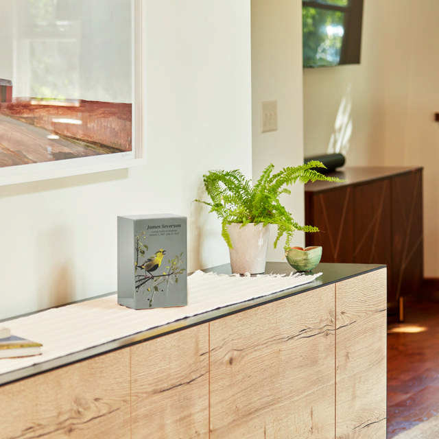 Life Canvas Birds Pewter, Companion Urn Left Side