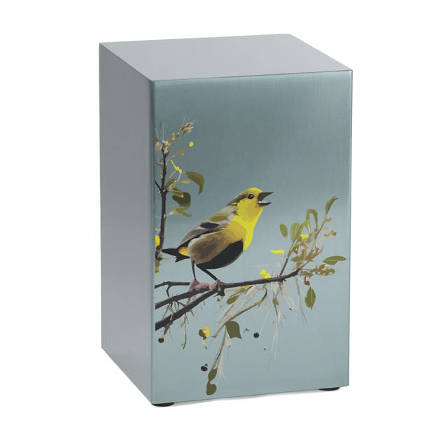 Life Canvas Birds Pewter, Companion Urn Left Side