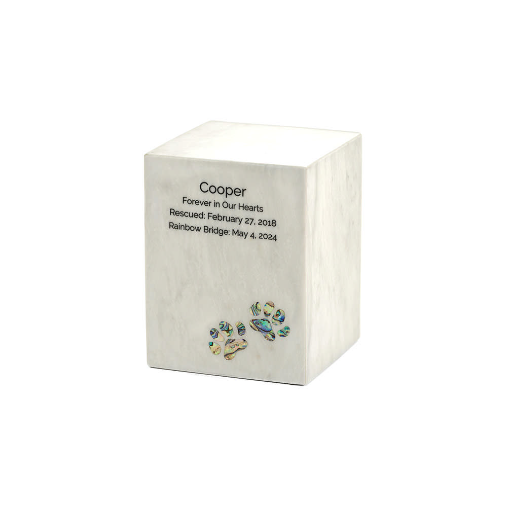 Monumental Memorials Pet Paws Blue Inlay, White