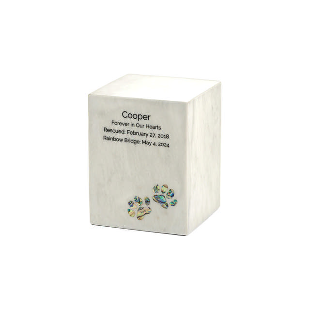 Monumental Memorials Pet Paws Blue Inlay, White