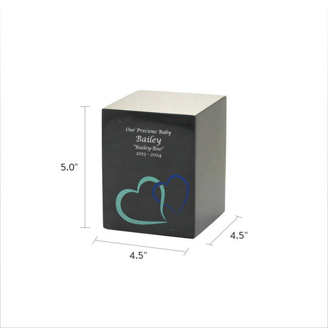 Monumental Memorials Pet Hearts Blue, Black