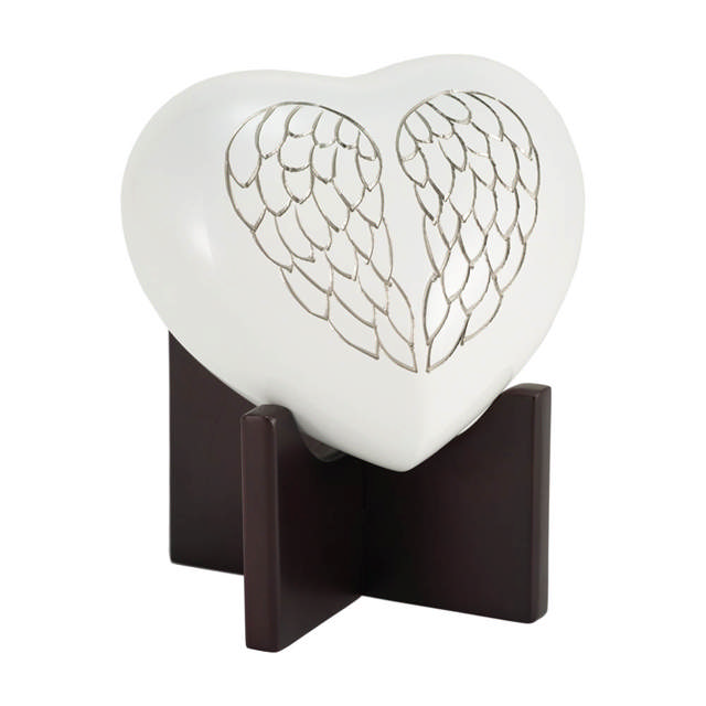 Arielle Heart Urn Angel Wings Pearl