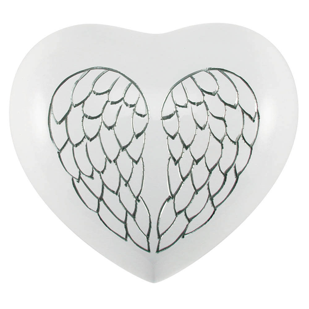 Arielle Heart Urn Angel Wings Pearl