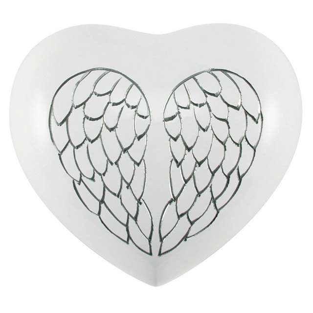 Arielle Heart Urn Angel Wings Pearl