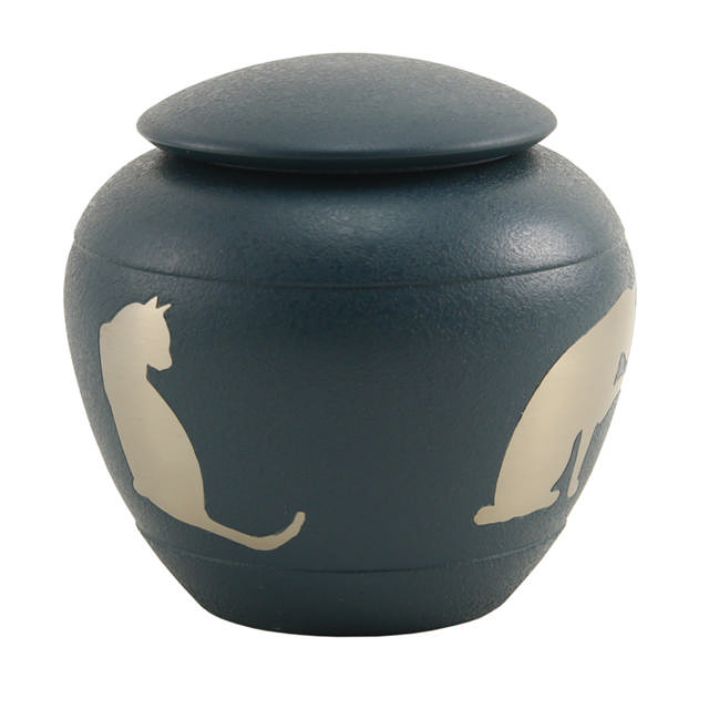 Silhouette Cat Country Blue, Petite Urn