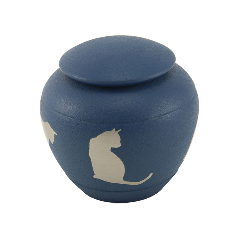 Silhouette Cat Country Blue, Petite Urn