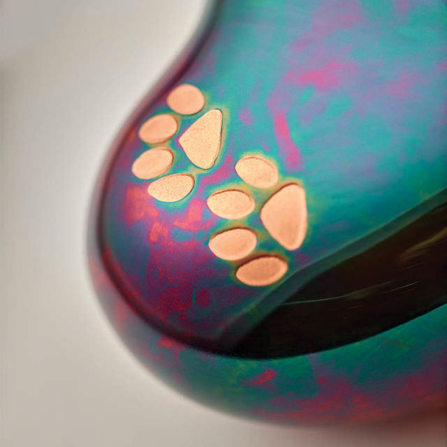 Arielle Raku Heart Paw Urn