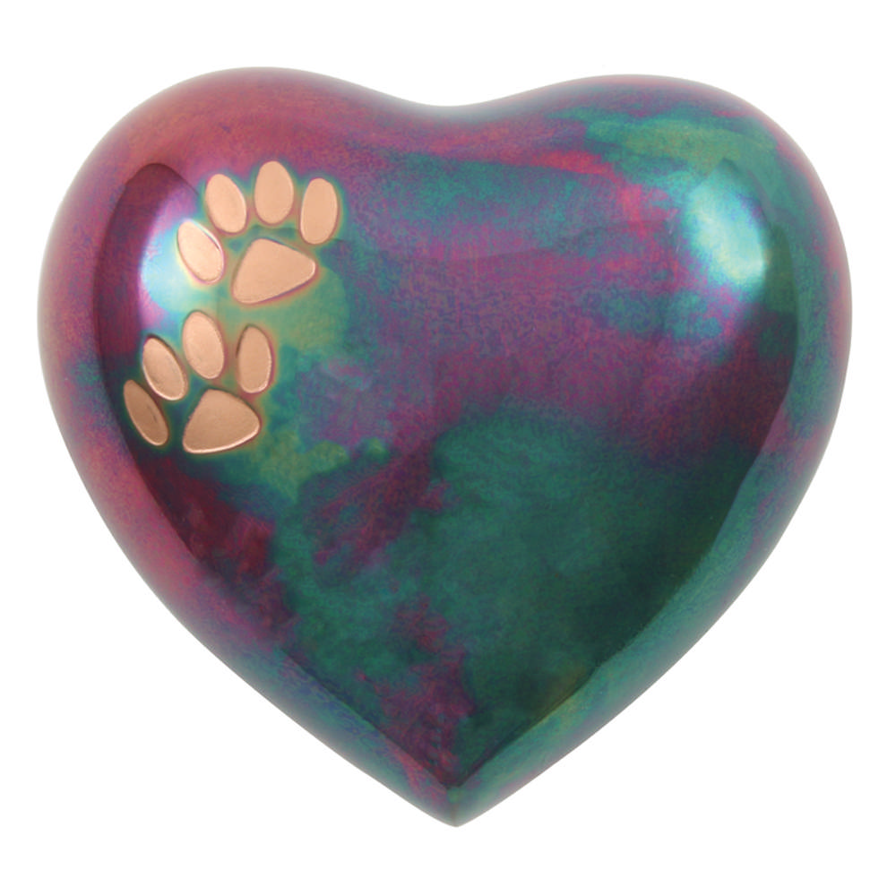 Arielle Raku Heart Paw Urn