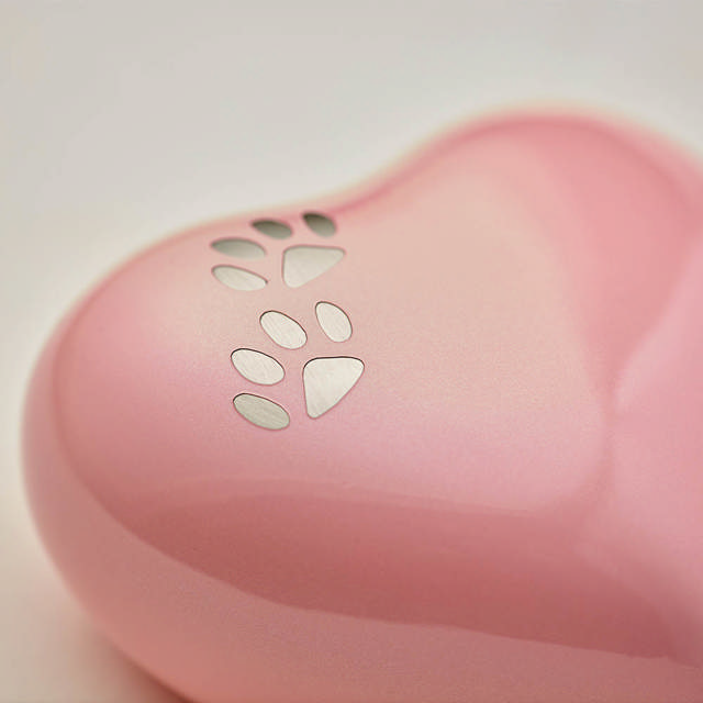 Arielle Pearl Pink Heart Paw Urn