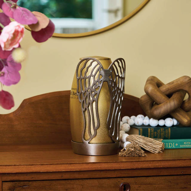 Arabella Wings Textured Bronze/Pewter, Full Size Urn