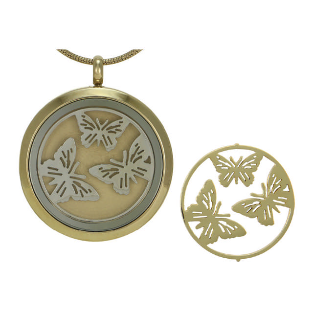 Bronze Round Hinged Butterflies Pendant