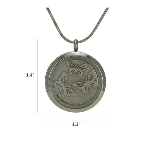 Pewter Round Hinged Butterflies Pendant